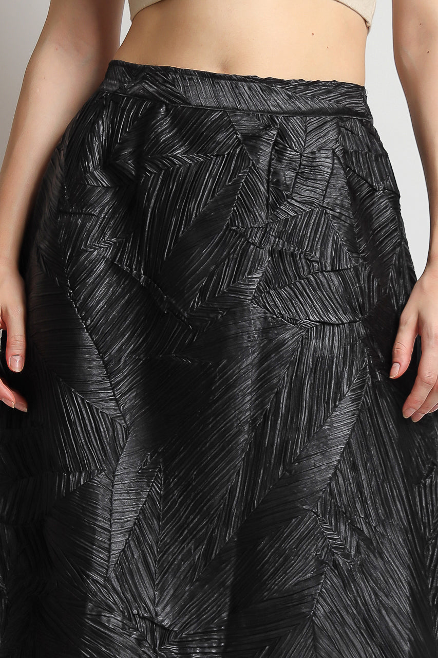 Bloom et Champs Embossed Pleats Skirt/Blazer Pleats in Black