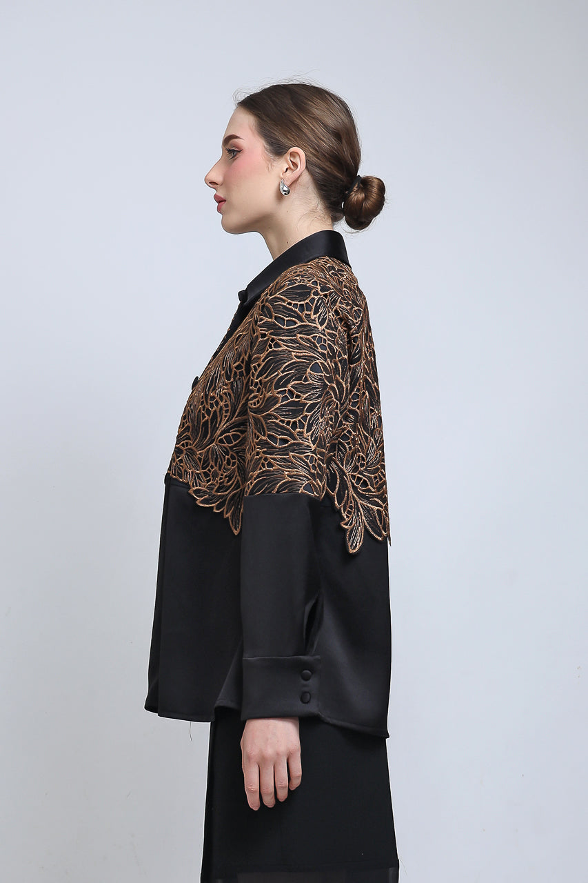 Bloom et Champs Kemeja Brukat Caramel