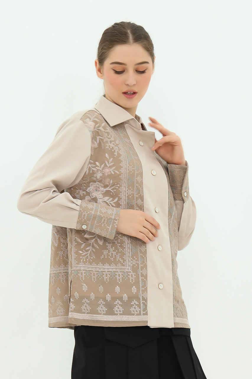 Bloom et Champs Nude Embroidered Shirt