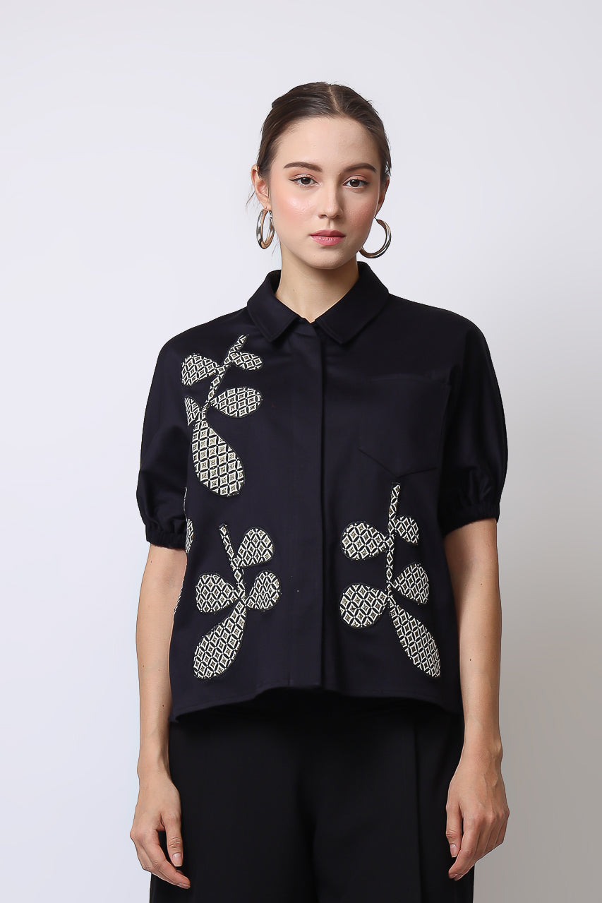 Bloom et Champs Kemeja Navy Maple Patch