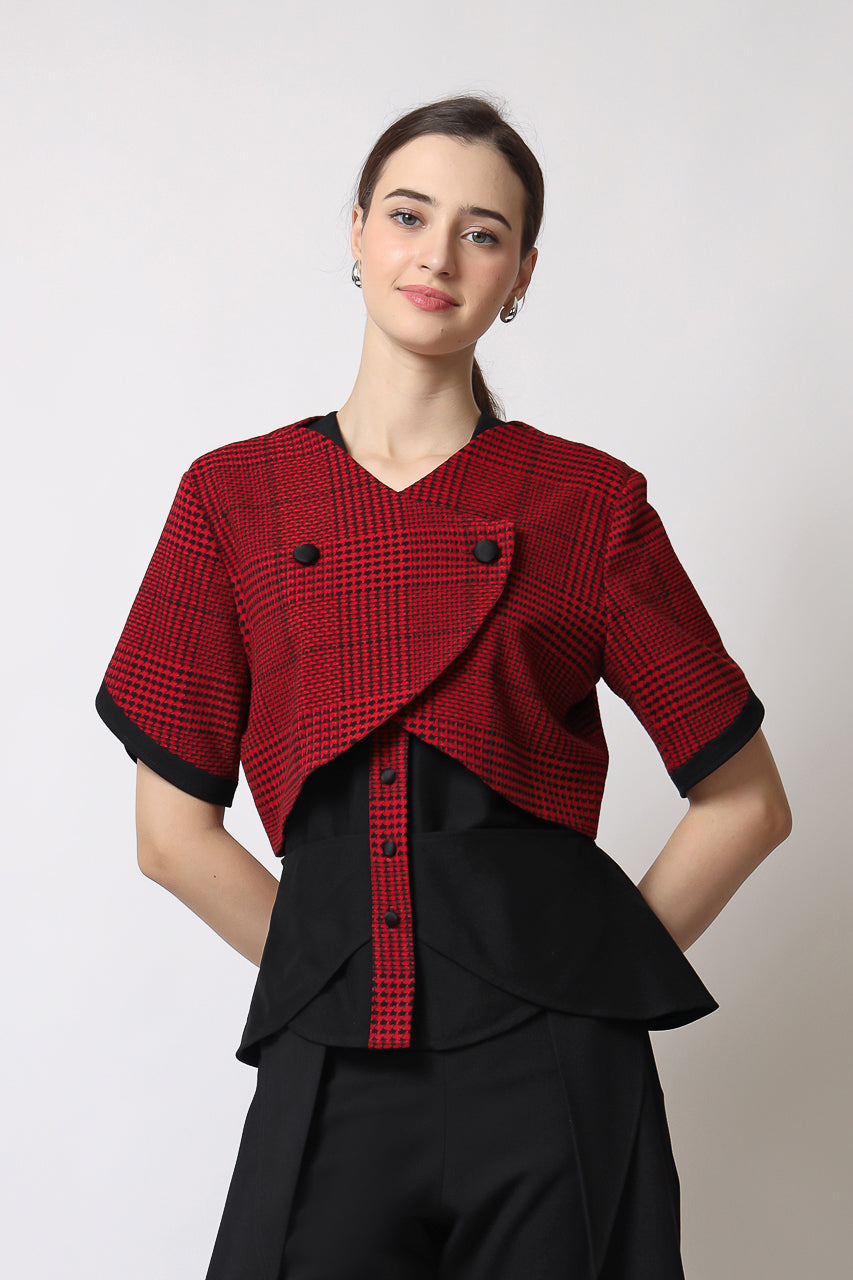 Bloom et Champs Collins Blouse Red Checkered