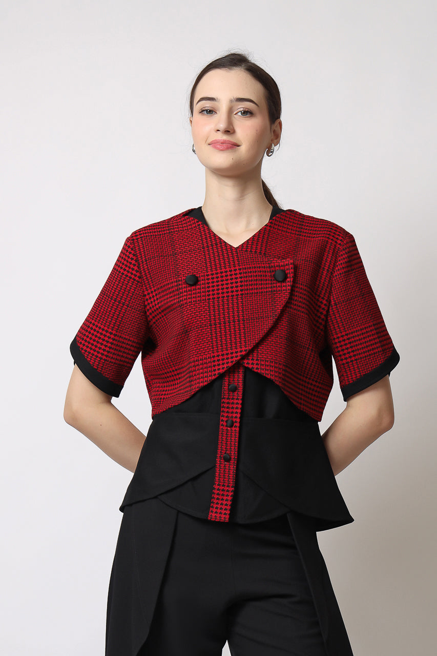 Bloom et Champs Collins Blouse Red Checkered