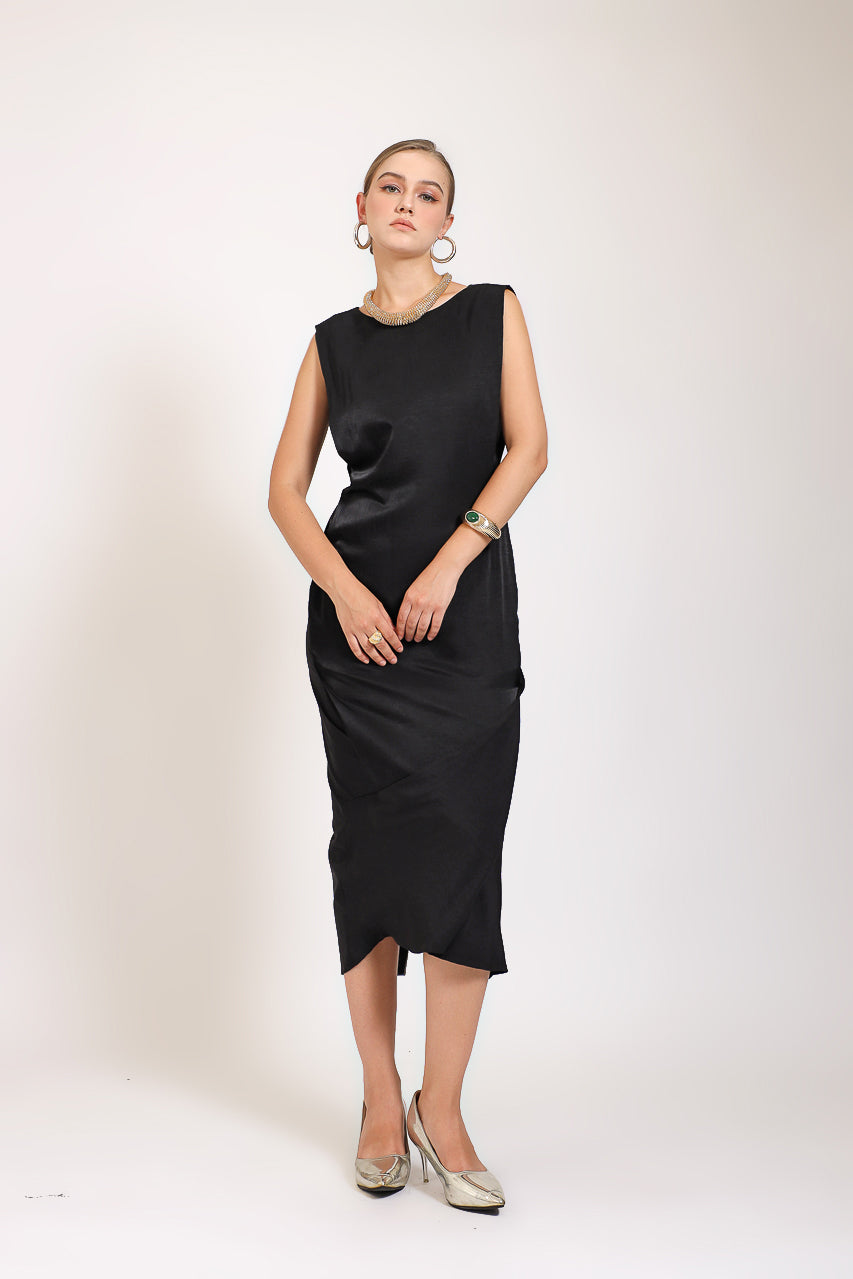 Simple Saten Midi Dress