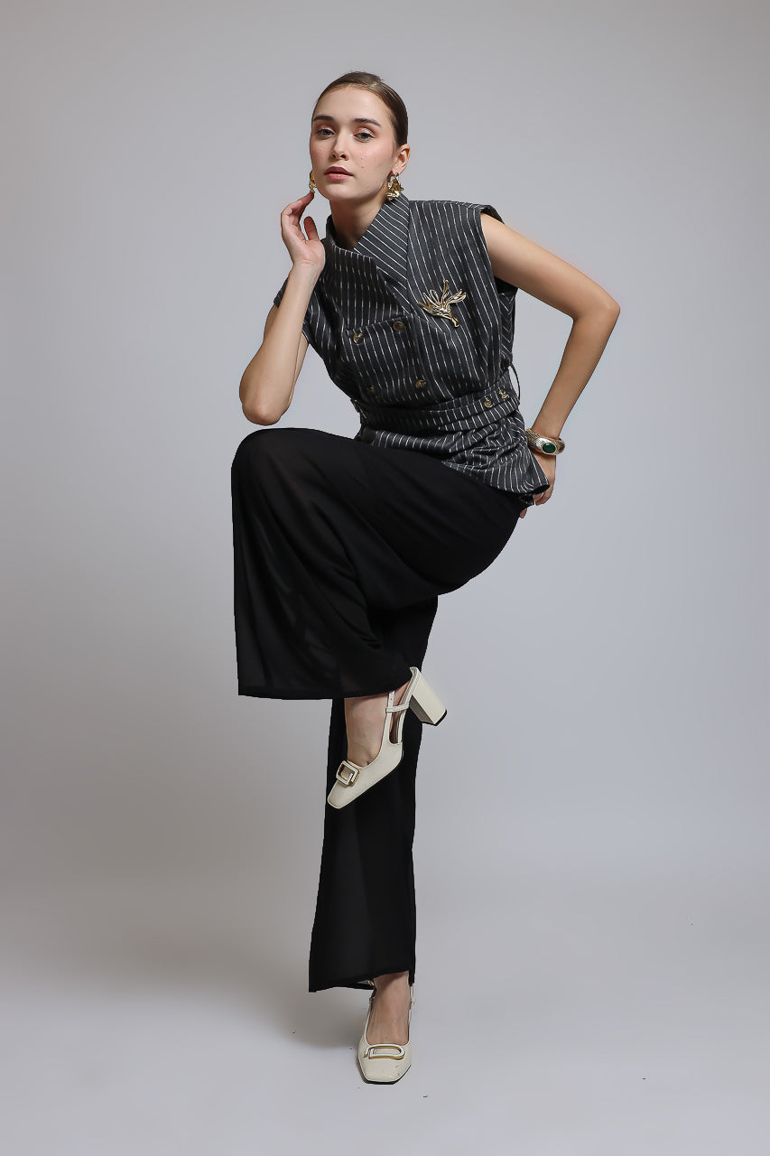 Bloom et Champs Grey Wool Vest Blouse
