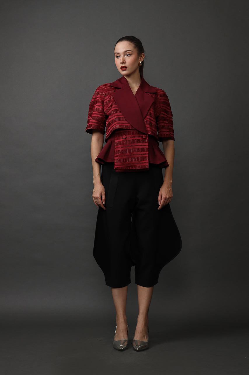 Bloom et Champs Maroon Inka Stripe Blouse/ Trumpet Pants