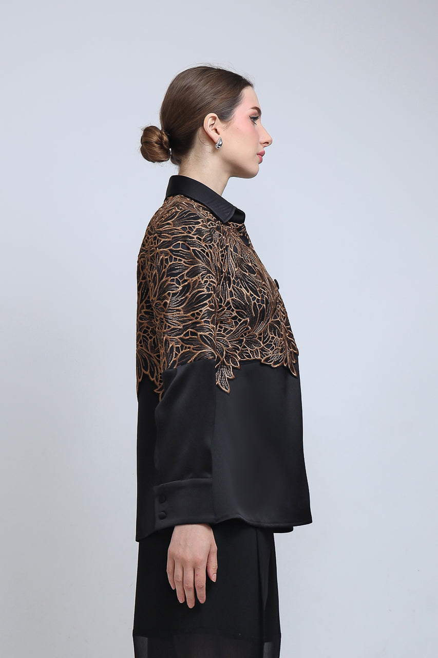 Bloom et Champs Kemeja Brukat Caramel