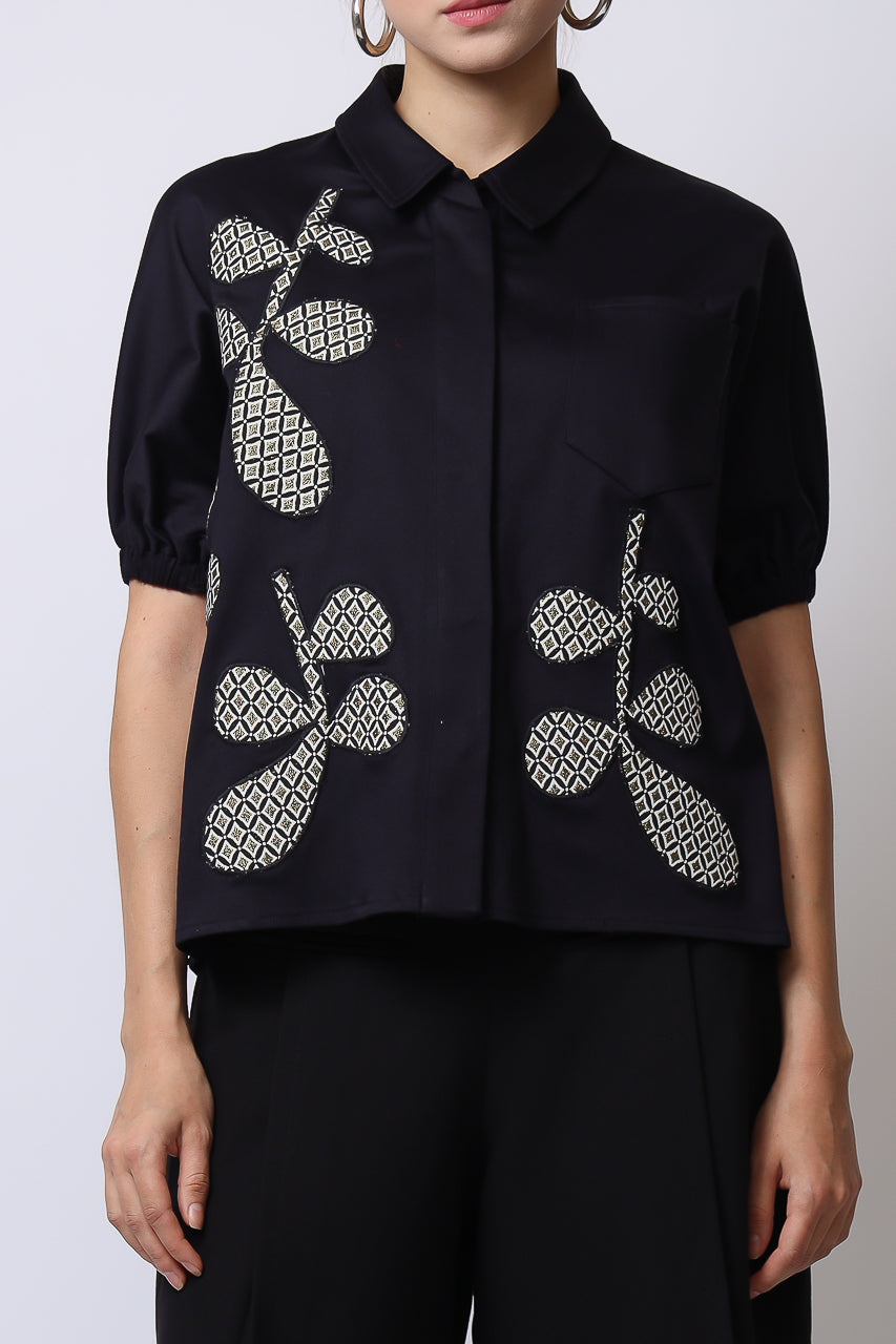 Bloom et Champs Kemeja Navy Maple Patch