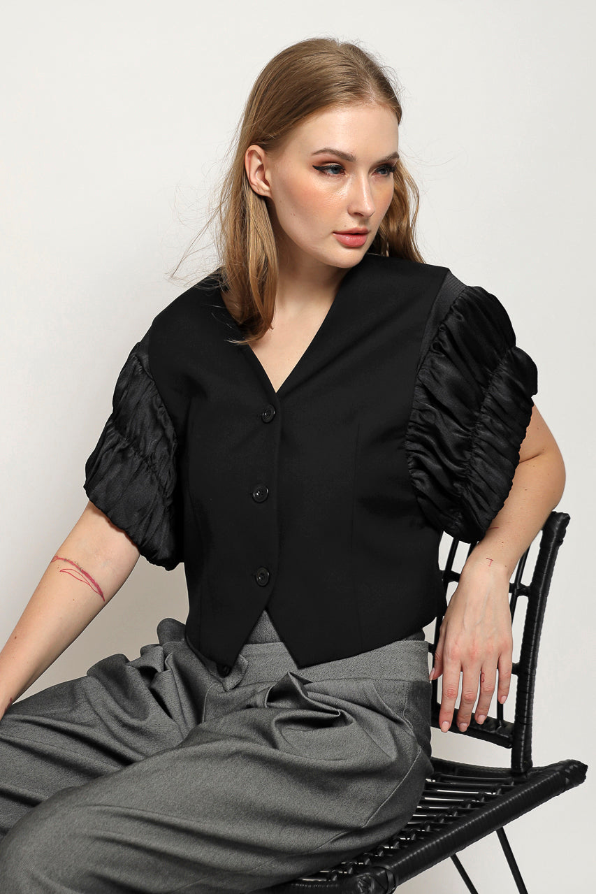 Bloom et Cotton Wrinkled Sleeved Vest