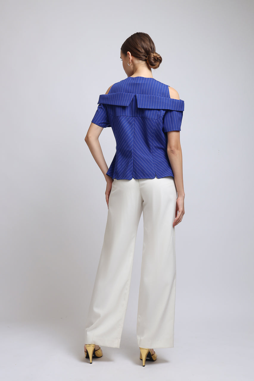 Bloom et Champs Stripe Sabrina in Coral Blue