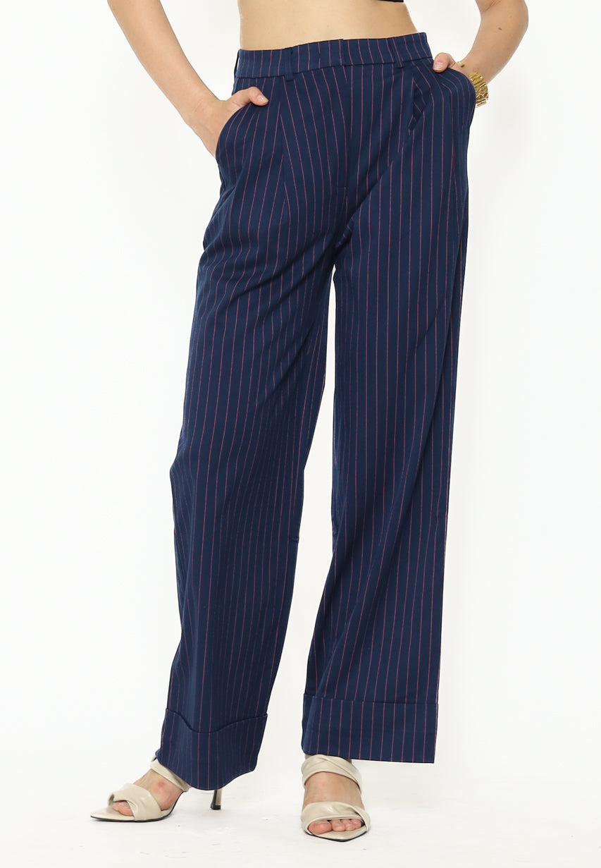 Bloom et Cotton Stripes Navy Pants