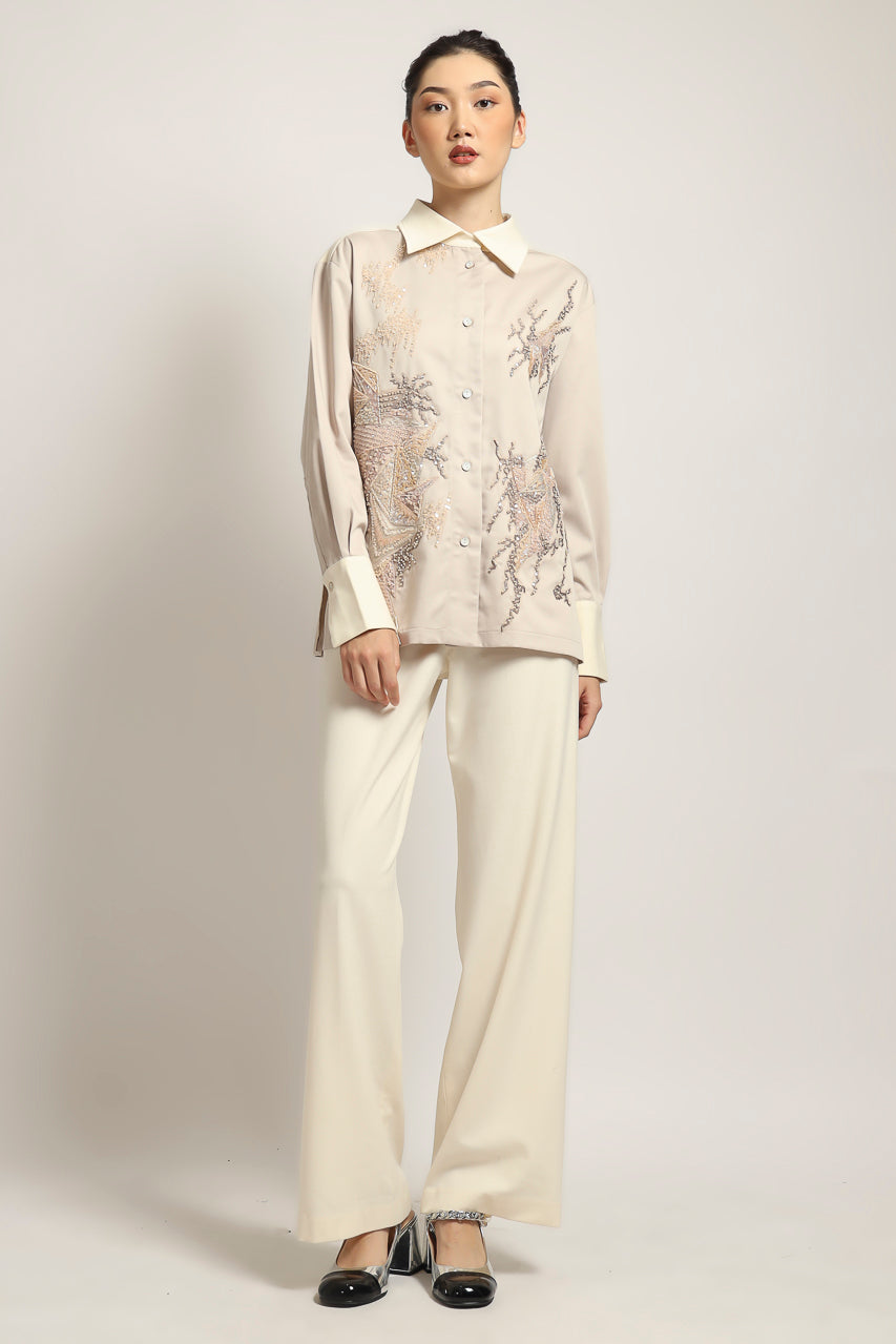 Bloom et Champs Kemeja Nude Embellished