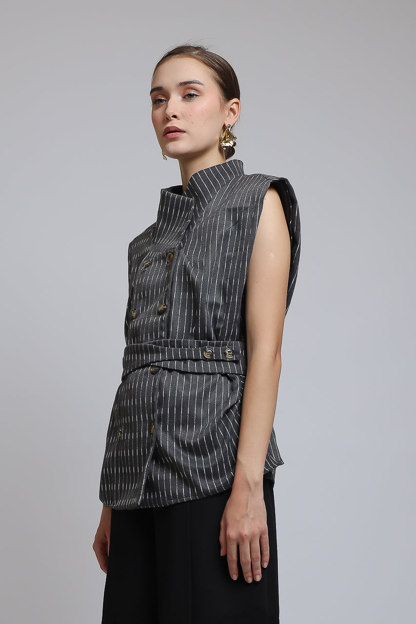 Bloom et Champs Grey Wool Vest Blouse
