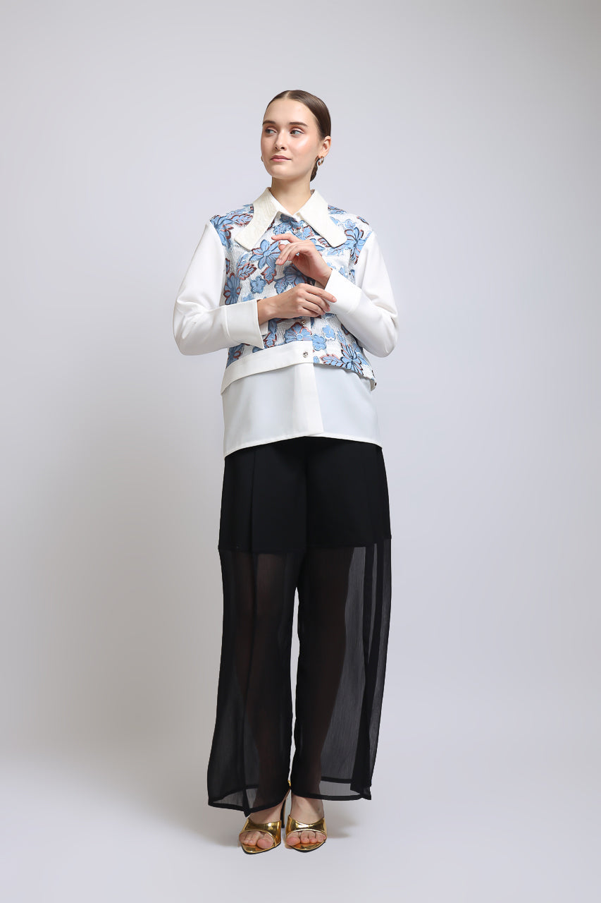 Bloom et Champs Kemeja Daun Biru/Celana Alena Chiffon