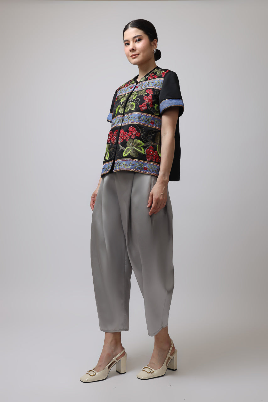 Bloom et Champs Vino Bordir/Celana Mikado Grey