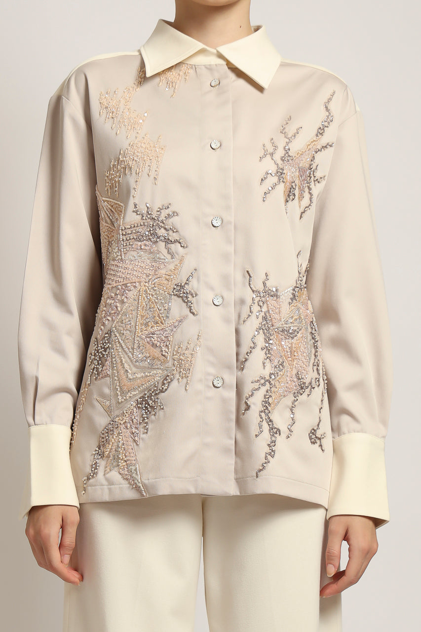 Bloom et Champs Kemeja Nude Embellished