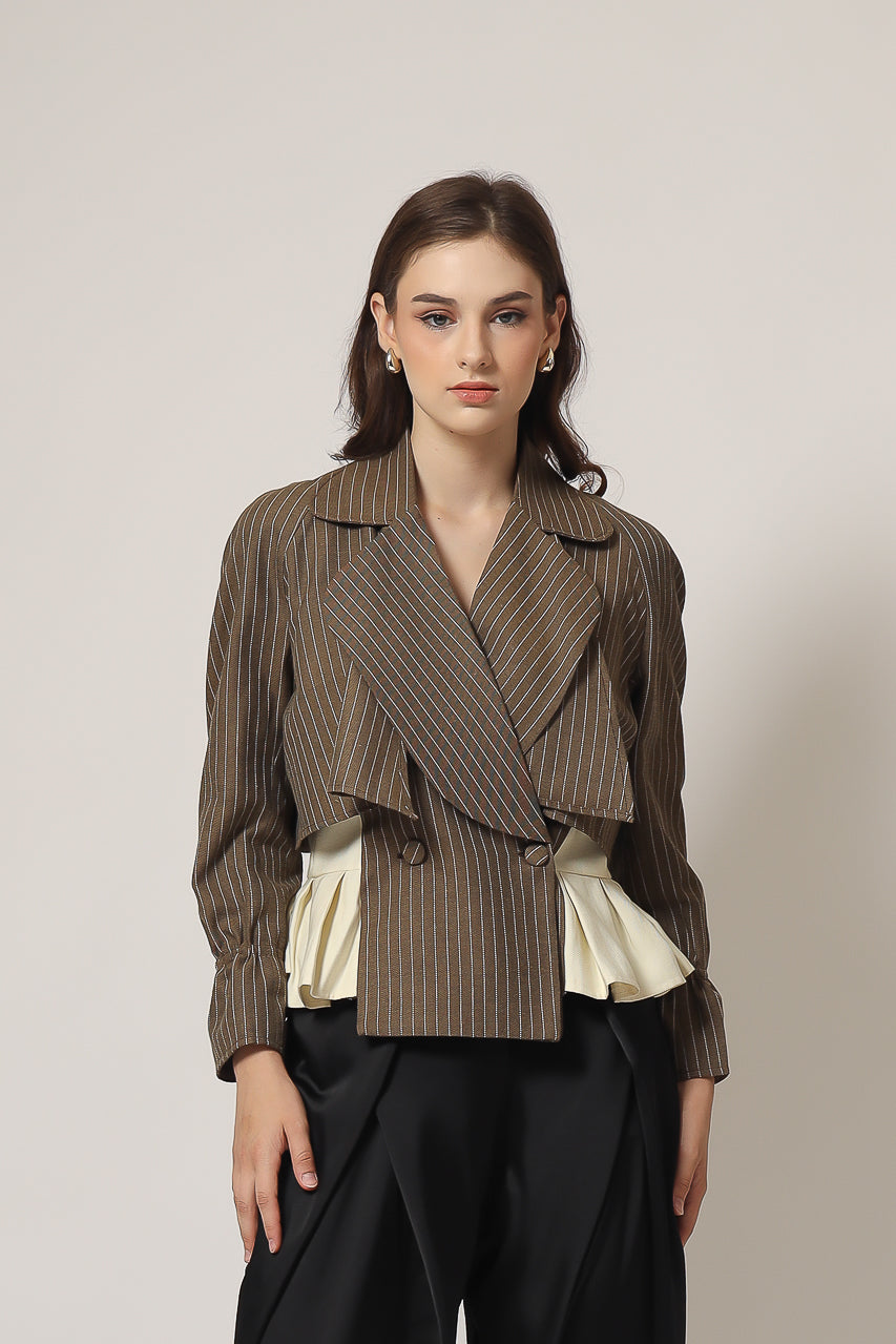 Bloom et Champs Kemeja Lipas Salur Mocha