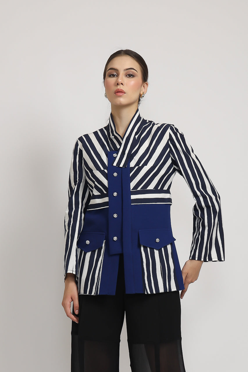 Bloom et Champs Kemeja Salur Elektrik/Alena Chiffon Pants