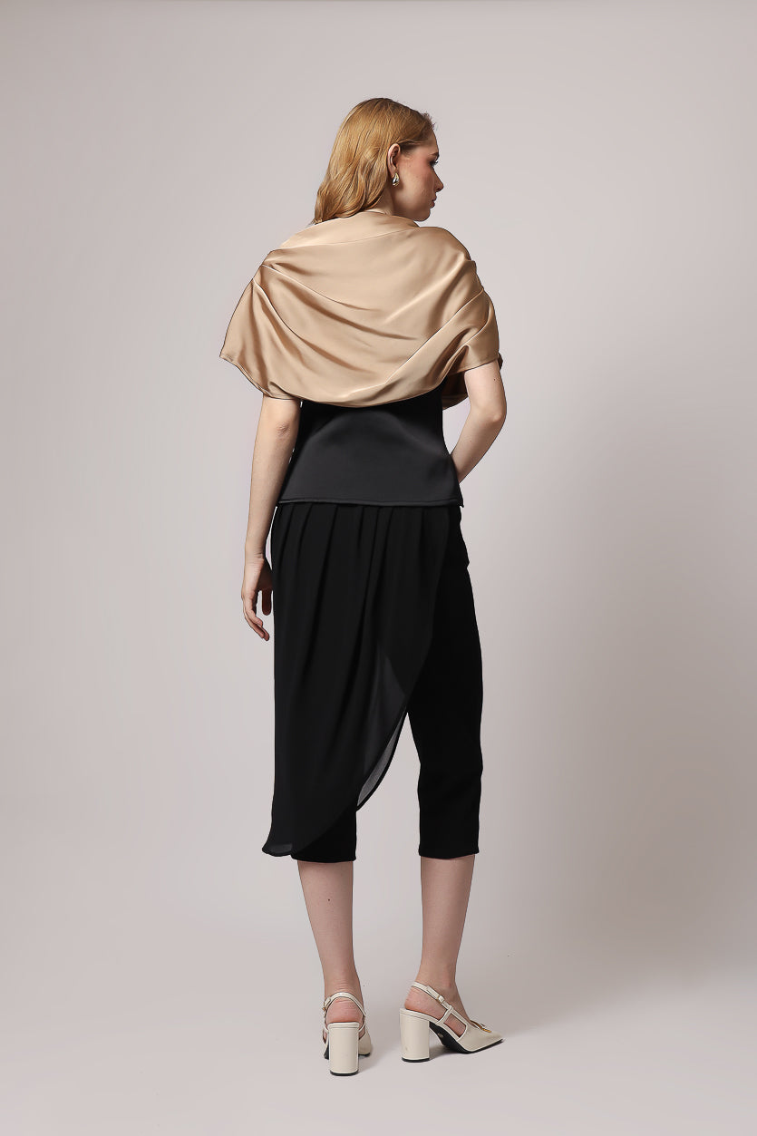 Bloom et Champs Top Kerah Ploi Coklat/ Celana Chiffon