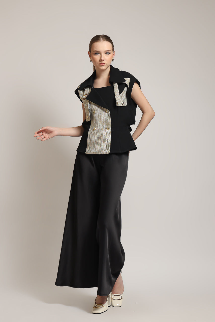 Bloom et Champs Blazer Acrylic Lapel Black