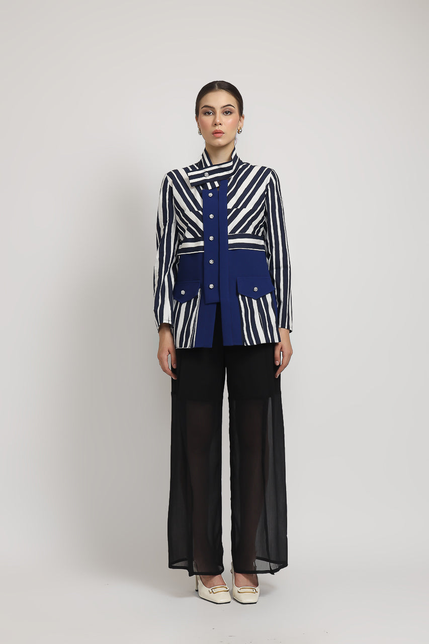 Bloom et Champs Kemeja Salur Elektrik/Alena Chiffon Pants
