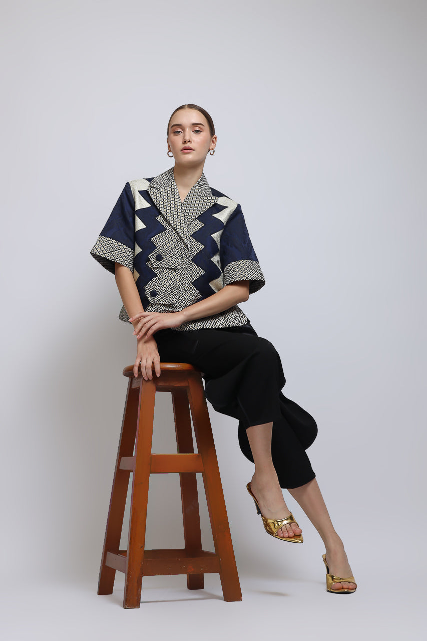 Bloom et Champs Blouse Jacquard Zigzag/Celana Terompet