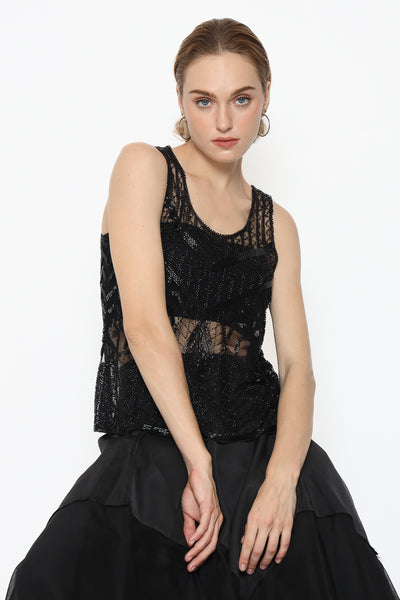 Sequinned Sheer Top