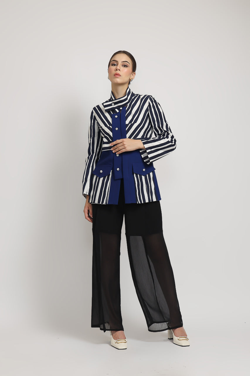 Bloom et Champs Kemeja Salur Elektrik/Alena Chiffon Pants