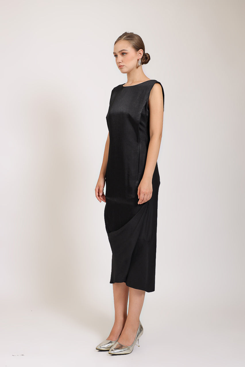 Simple Saten Midi Dress