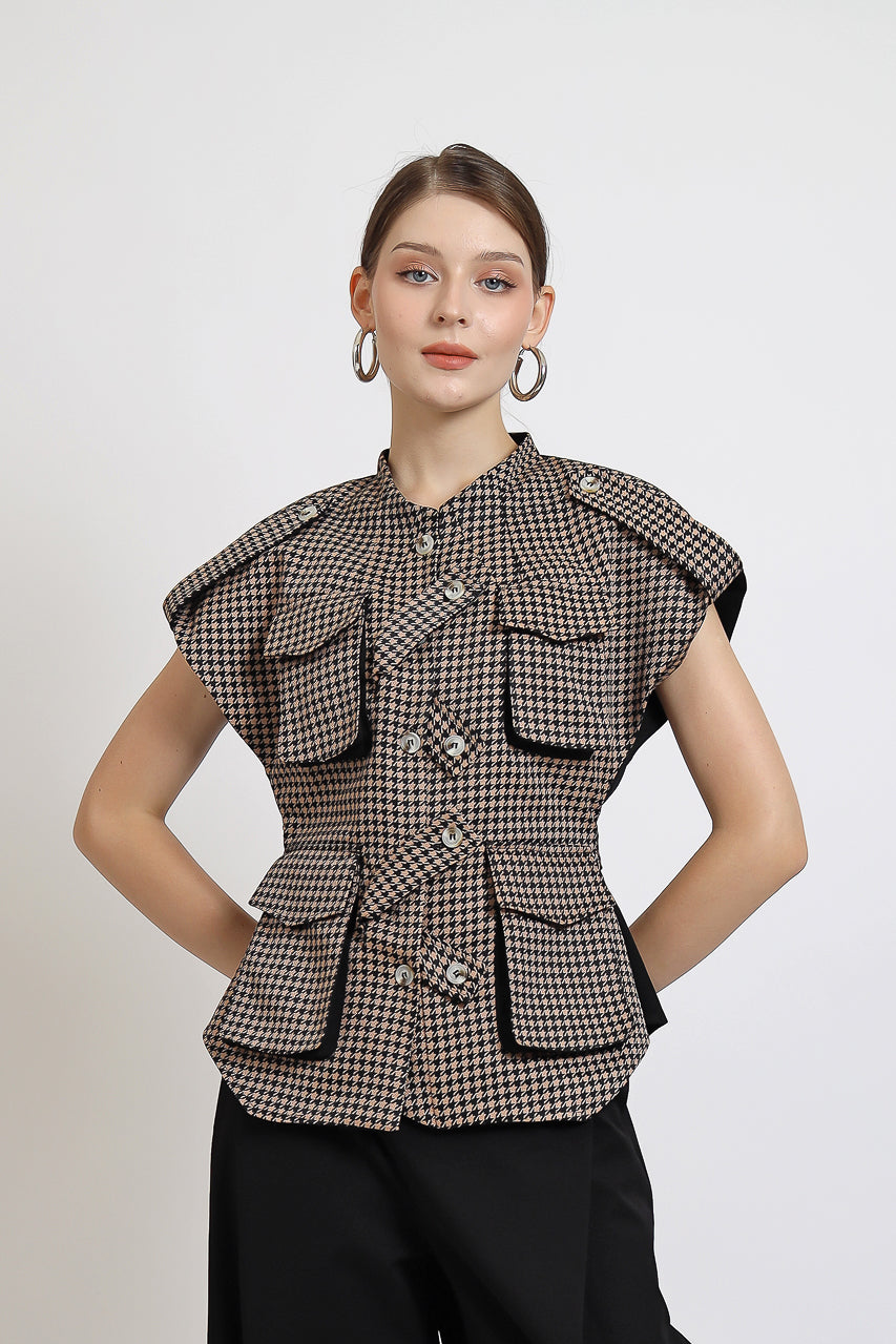 Bloom et Champs Safari Checkered Choco Blouse