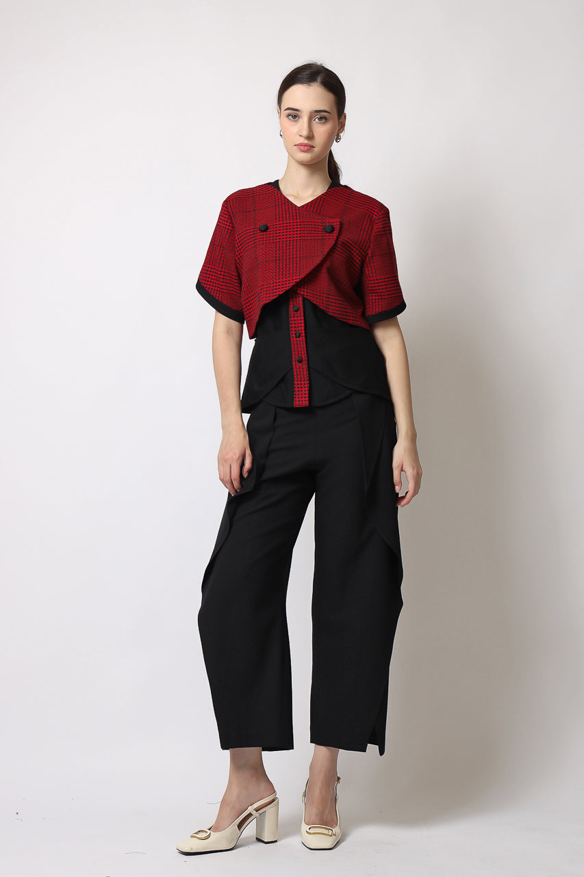 Bloom et Champs Collins Blouse Red Checkered