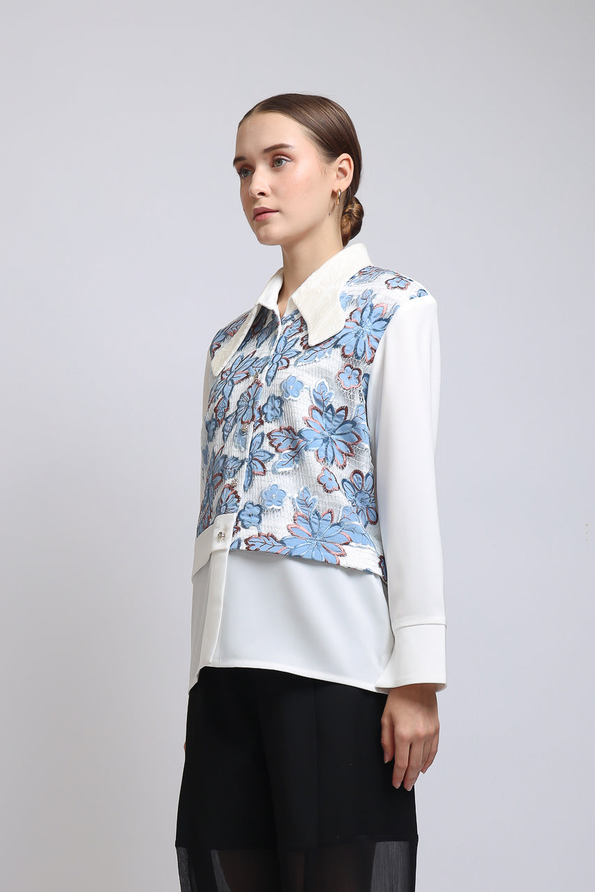 Bloom et Champs Kemeja Daun Biru/Celana Alena Chiffon