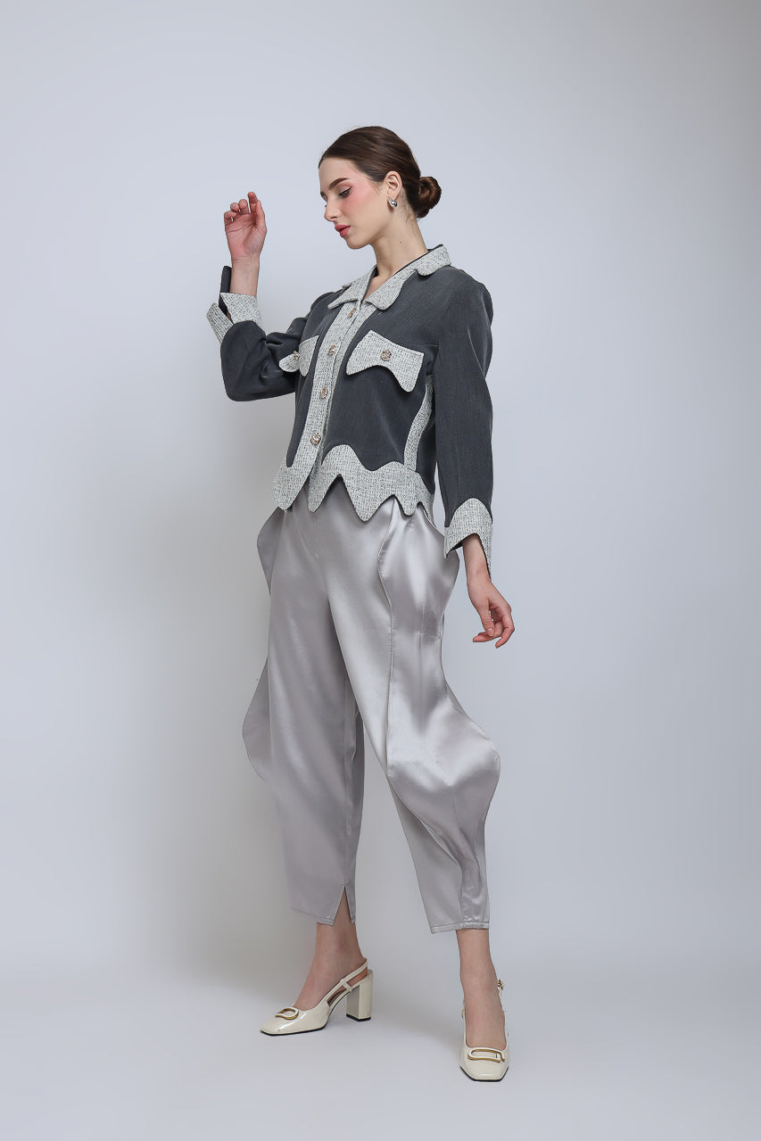 Bloom et Champs Blazer Mocci in Grey Tweed