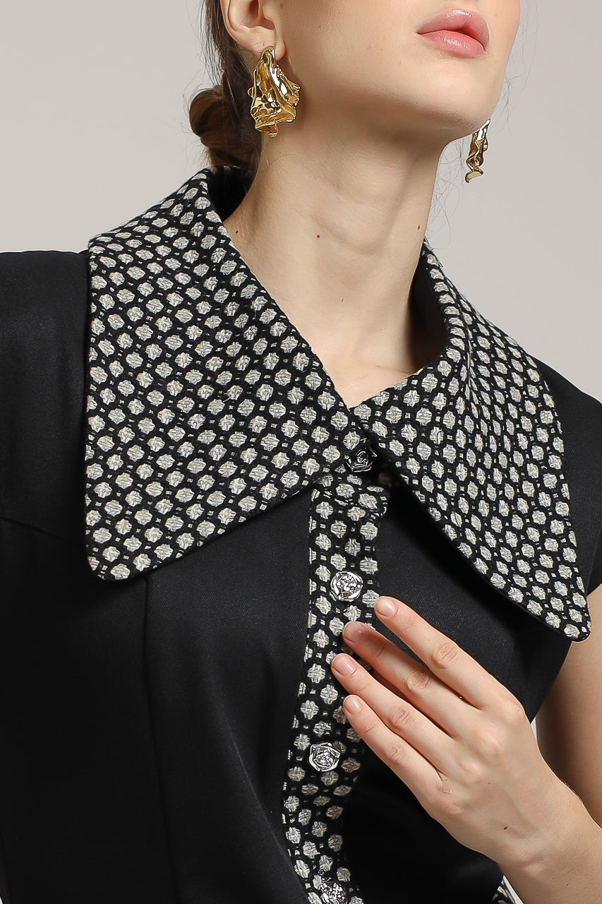 Bloom et Champs Polka Tweed Collar Blouse