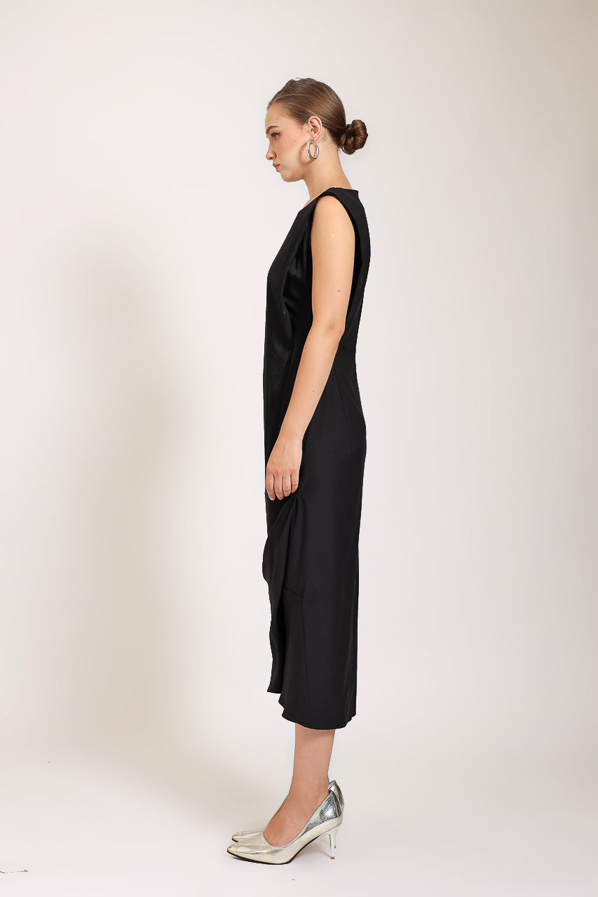 Simple Saten Midi Dress