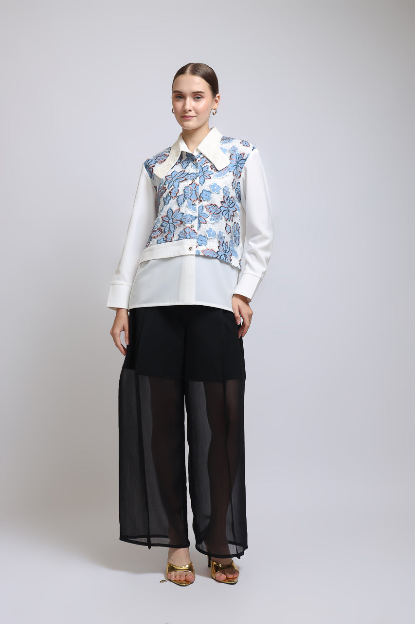 Bloom et Champs Kemeja Daun Biru/Celana Alena Chiffon