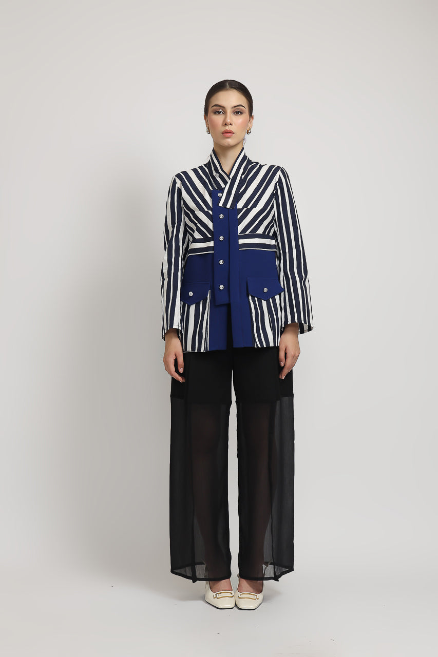 Bloom et Champs Kemeja Salur Elektrik/Alena Chiffon Pants