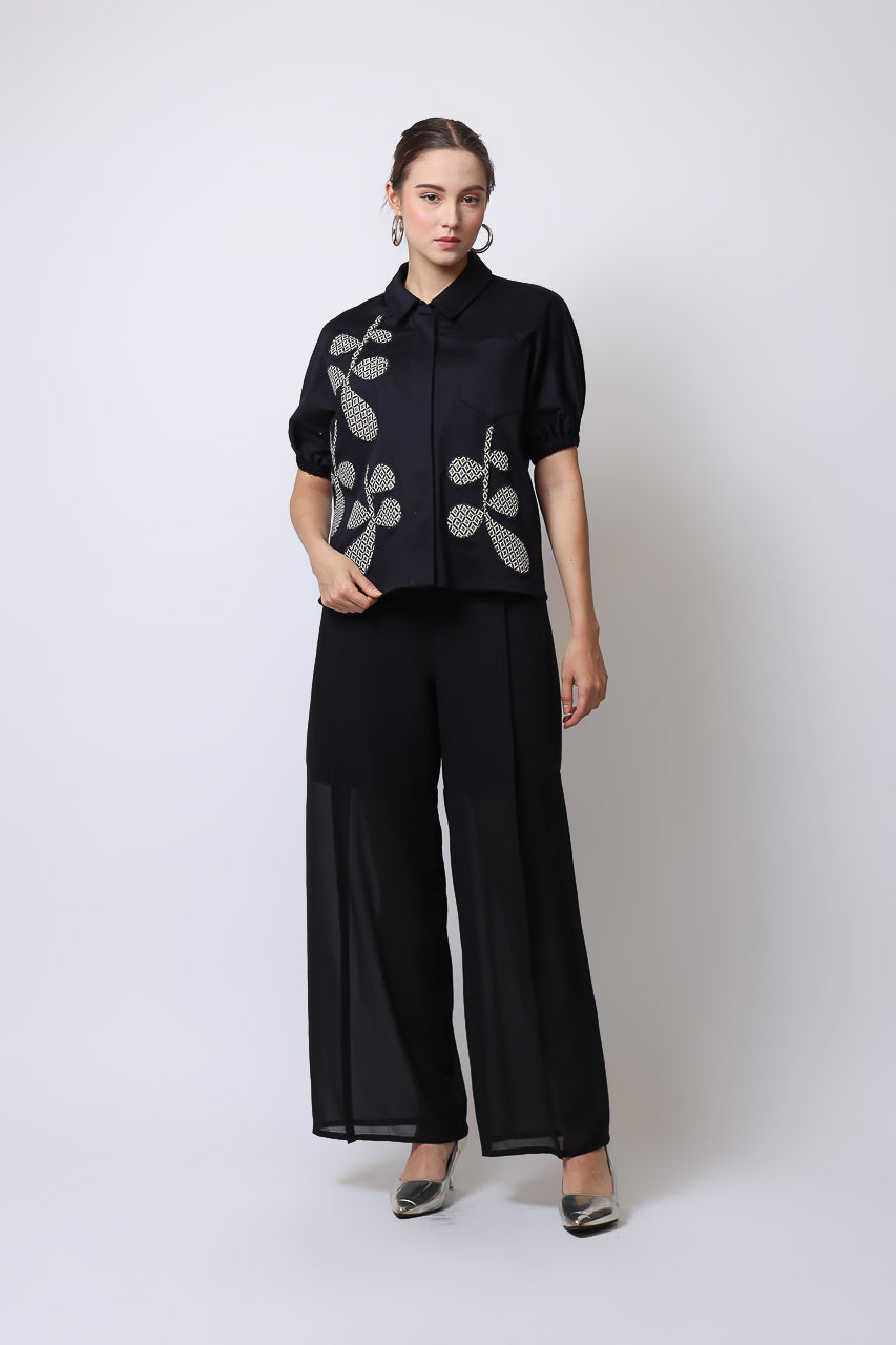 Bloom et Champs Kemeja Navy Maple Patch