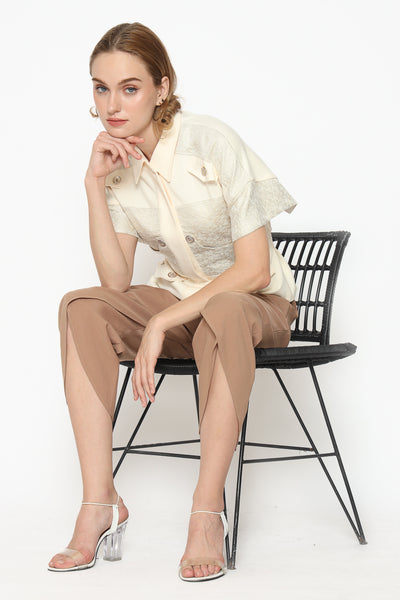 Bloom et Champs Kemeja Jacquard Kancing