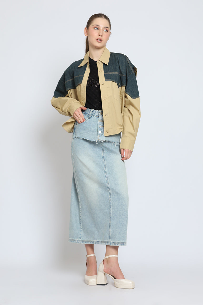 Bloom et Cotton Denim Block Top