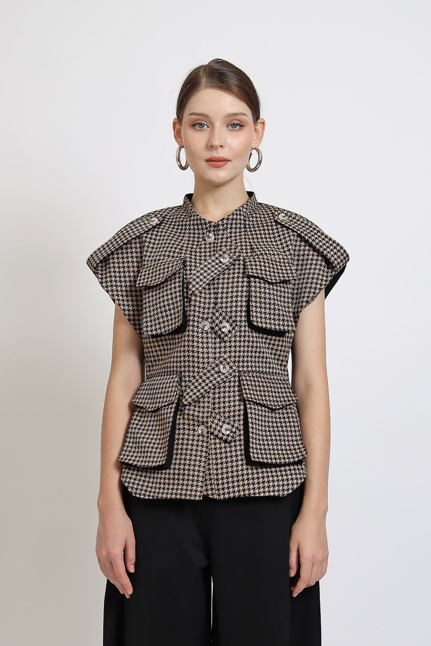 Bloom et Champs Safari Checkered Choco Blouse