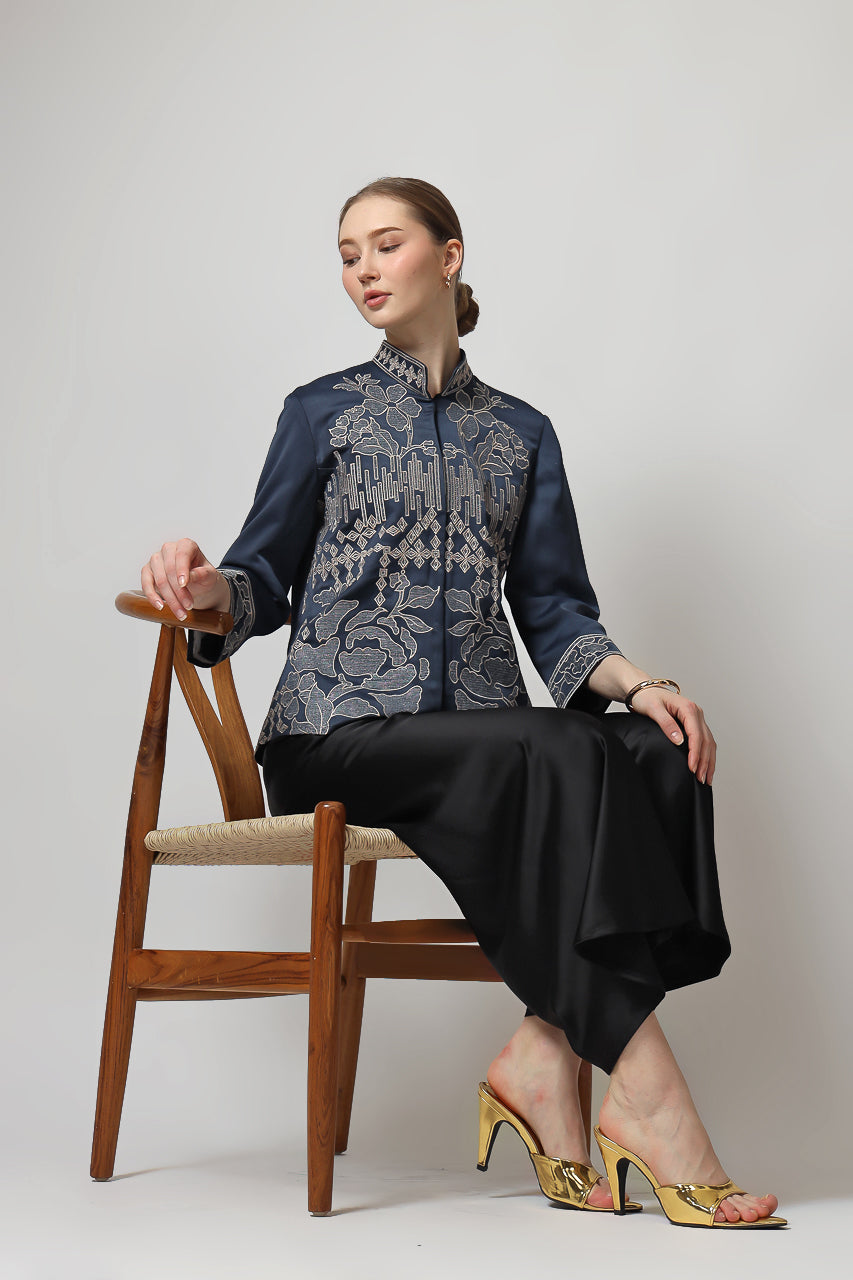 Bloom et Champs Blouse Bordir Navy