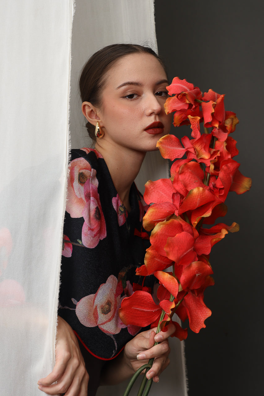 Bloom et Champs Ivanna Scalloped Fuschia Blouse