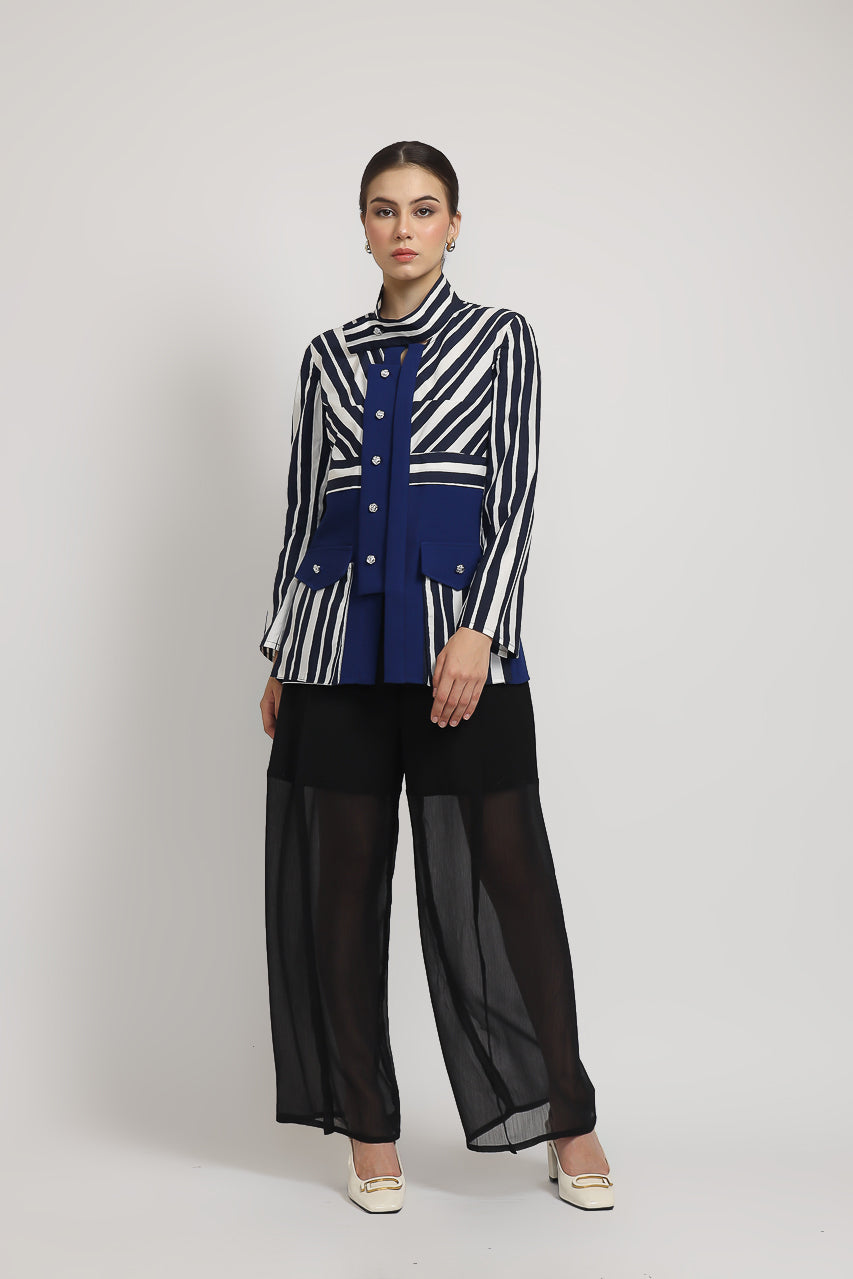 Bloom et Champs Kemeja Salur Elektrik/Alena Chiffon Pants