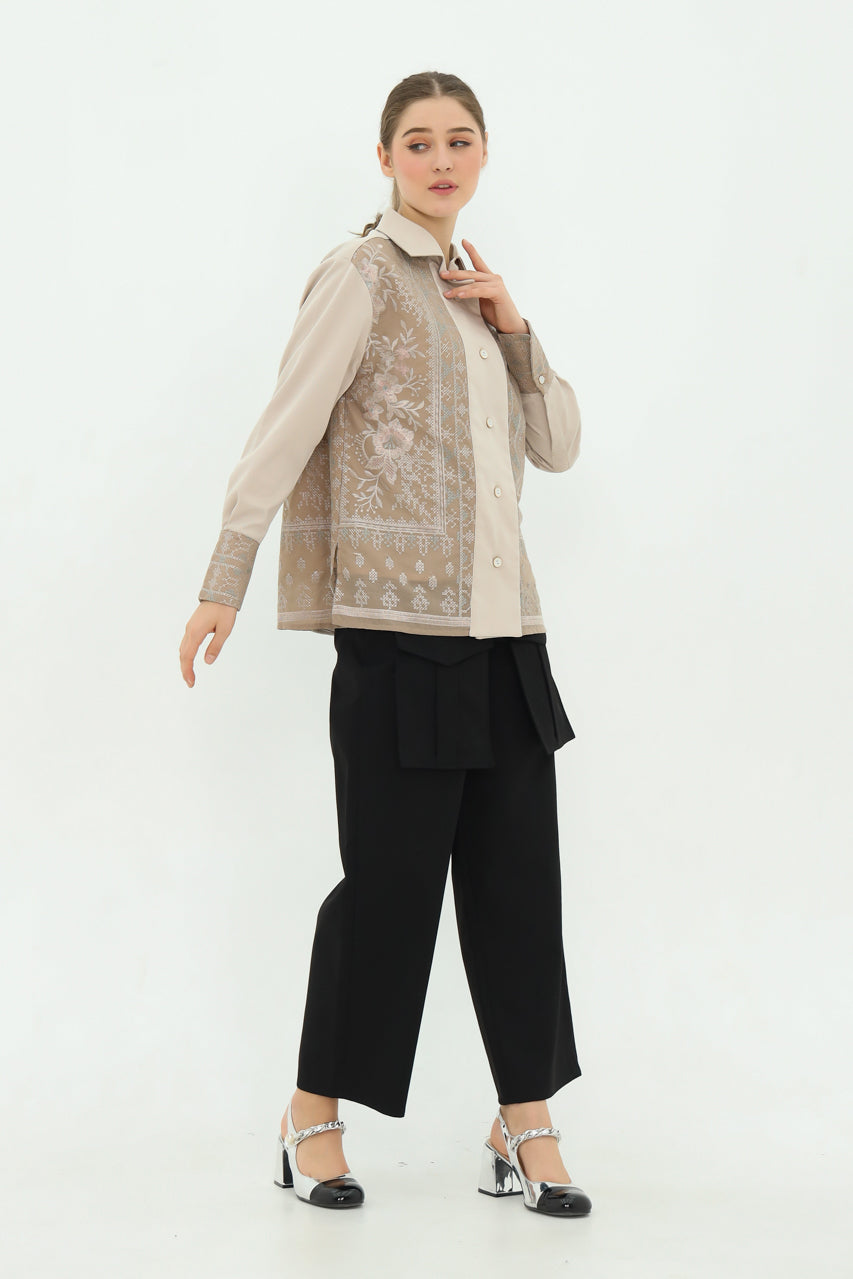 Bloom et Champs Nude Embroidered Shirt