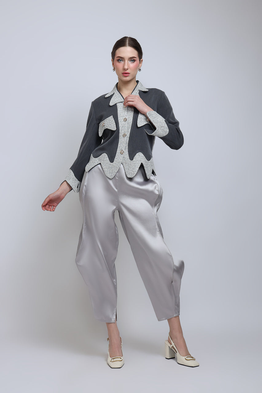 Bloom et Champs Blazer Mocci in Grey Tweed