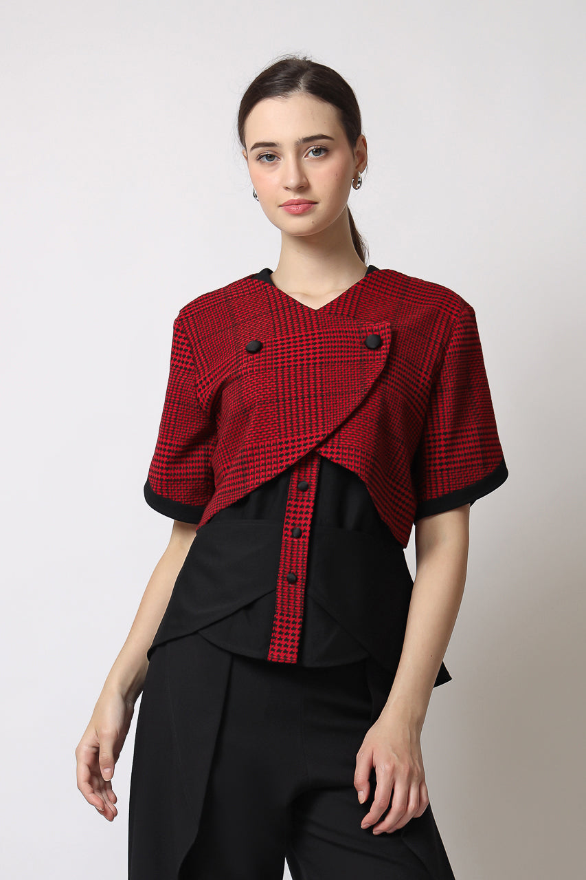 Bloom et Champs Collins Blouse Red Checkered