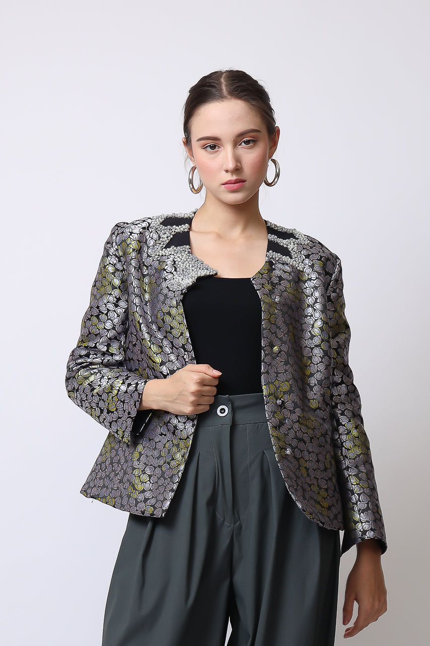 Bloom et Champs Grey Jacquard Blazer
