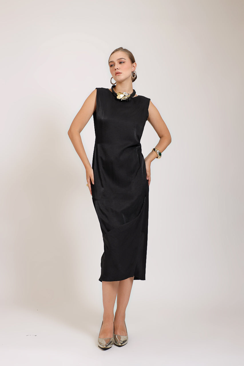 Simple Saten Midi Dress