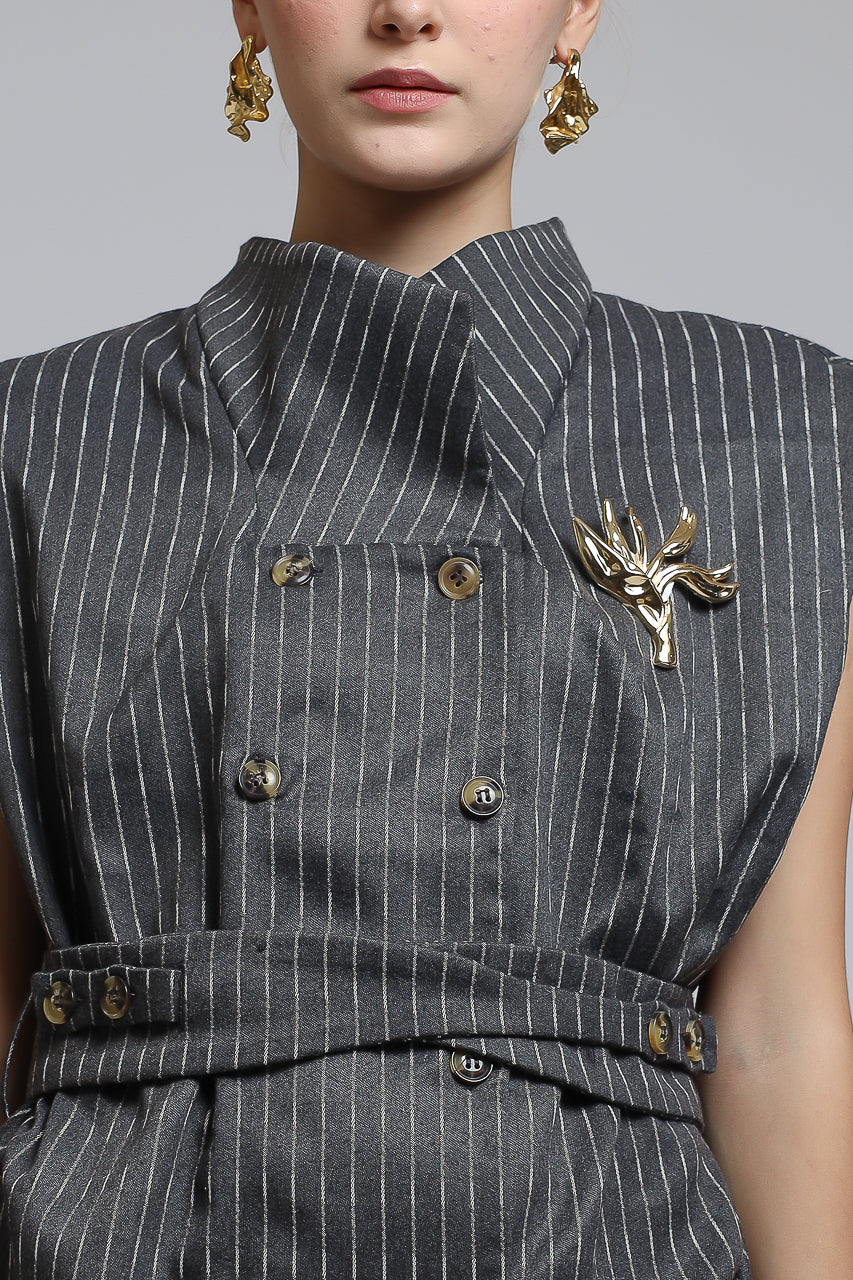 Bloom et Champs Grey Wool Vest Blouse