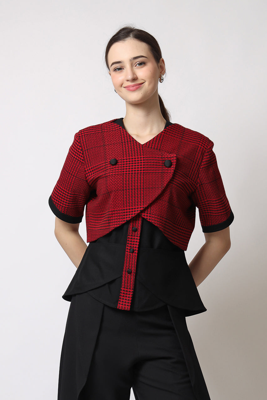 Bloom et Champs Collins Blouse Red Checkered